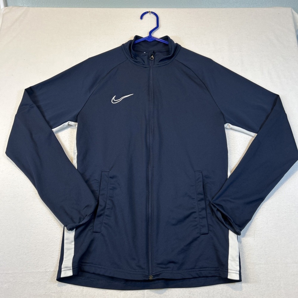 Nike DriFit Full Zip WIndbreaker Mens Medium Blue Logo Embroidered Casual